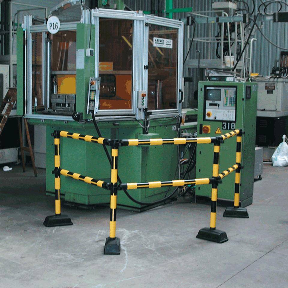 Express-Absperrung, 1m-Modul mit zwei Querstangen, gelb/schwarz,Höhe 940mm