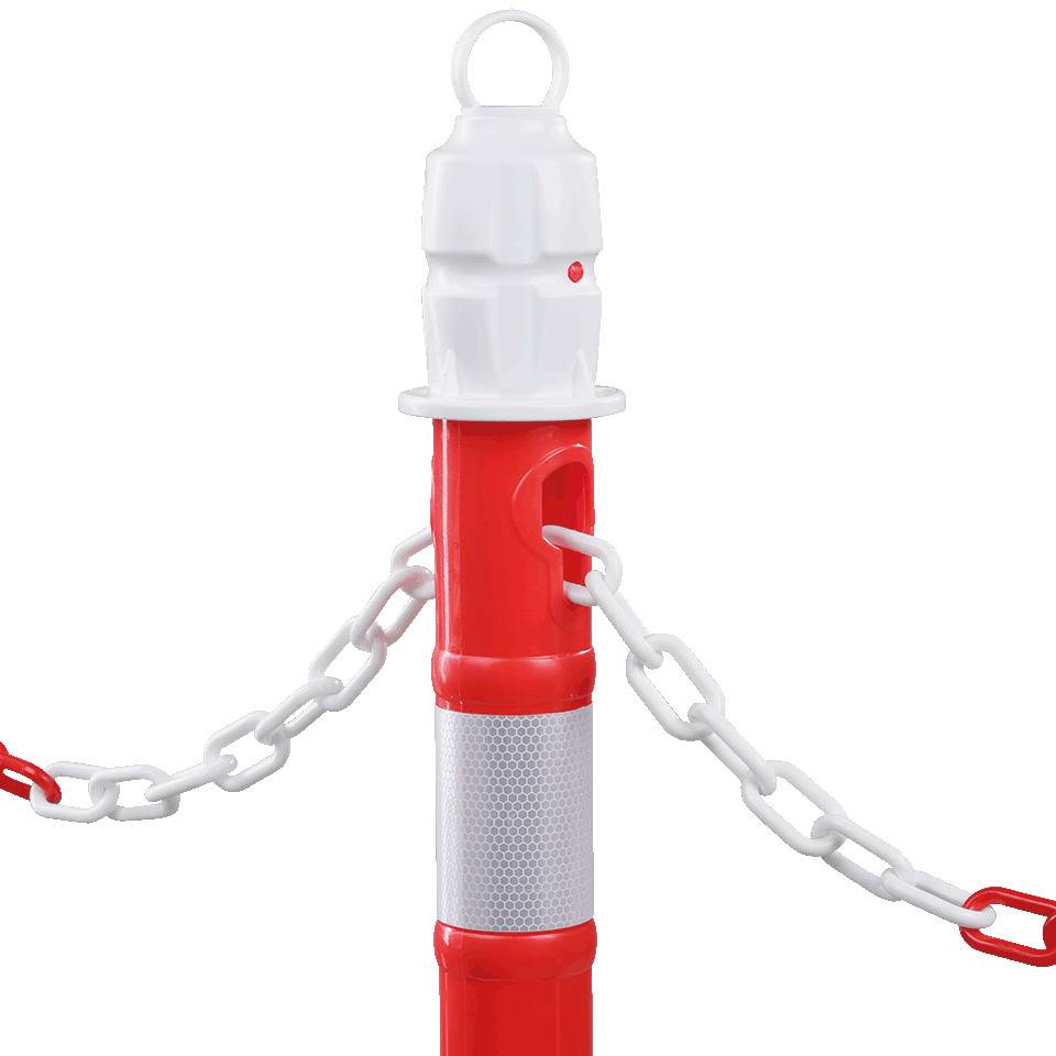 Einzelkettenständer MultiMAX inklusive Fuß, rot-reflektierend, Polypropylen, H 1000mm