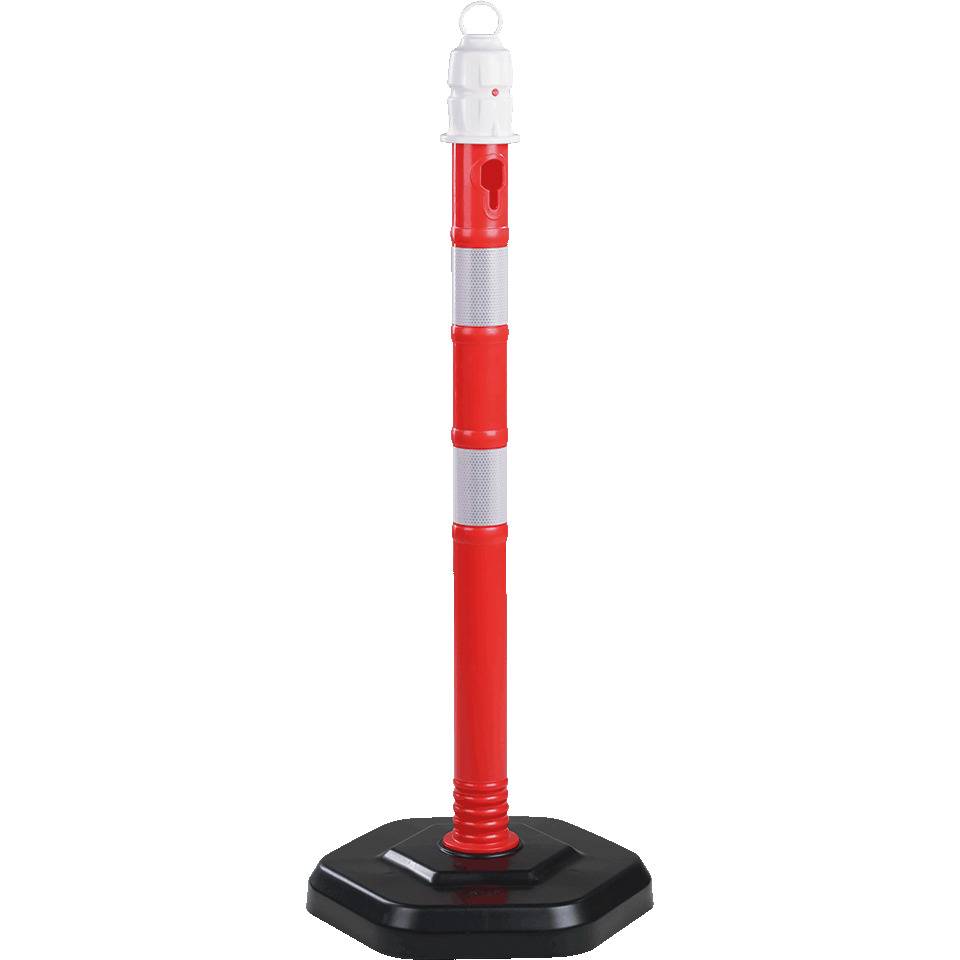 Einzelkettenständer MultiMAX inklusive Fuß, rot-reflektierend, Polypropylen, H 1000mm