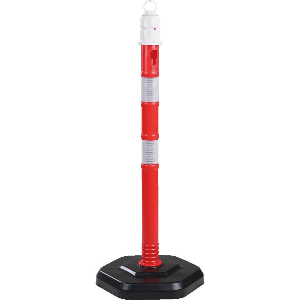 Einzelkettenständer MultiMAX inklusive Fuß, rot-reflektierend, Polypropylen, H 1000mm