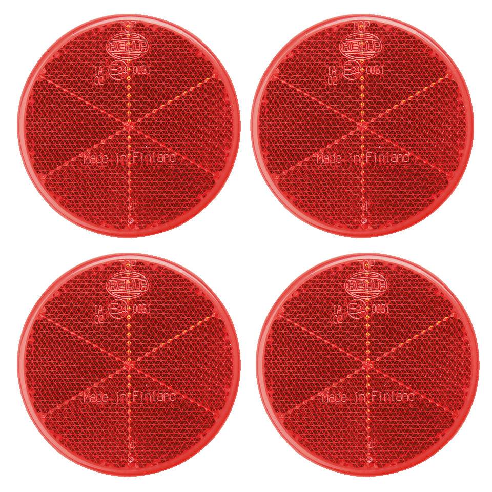 K.57 Warn-Reflektor, rot, Kunststoff, mit 2 Klebestreifen, Ø 60mm, 4 Stück/VE