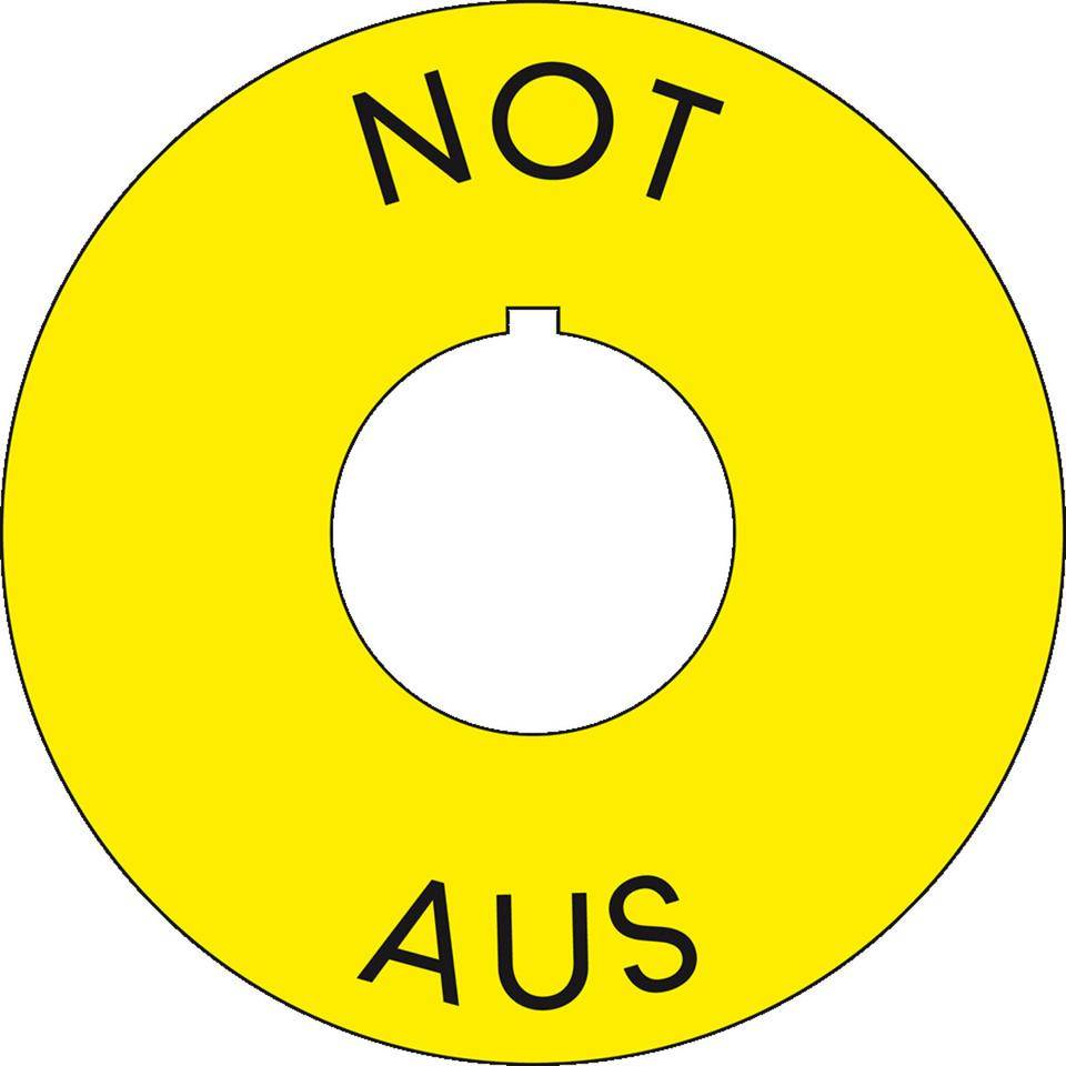 NOT-AUS-Kontrastunterlage mit Nase, RoHS konform, Folie, selbstklebend, Ø 60/22,5mm