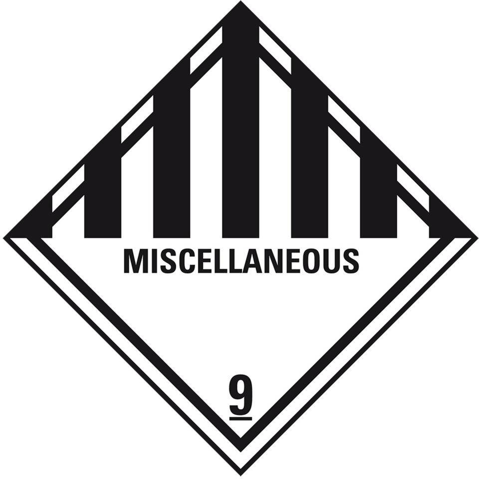 Verpackungskennzeichen Kl. 9 MISCELLANEOUS, Folie, seewasserbeständig, 100x100mm, 500/Rolle