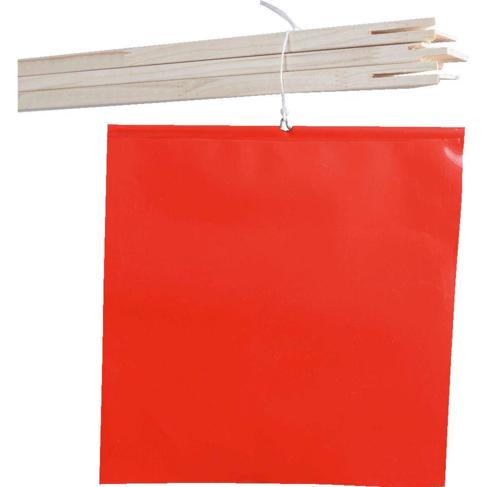 Warnfahne, für überstehende Ladung, mit Runddrahtbügel und Befestigungsleine, rot, Kunststoff, 300x300mm, 10/VE