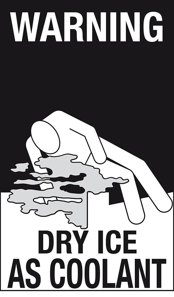 Verpackungskennzeichen für Kühlmittel, Dry ICE, EN, Folie, seewasserbeständig, 150x250mm, IMDG-Code, ADR