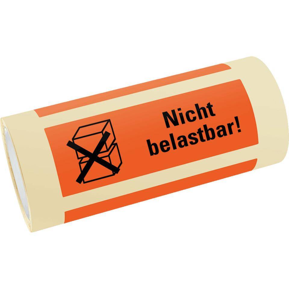 Hinweisetikett Nicht belastbar!, leuchtrot, permanent haftendes Haftpapier, 147x50mm, 250/RO