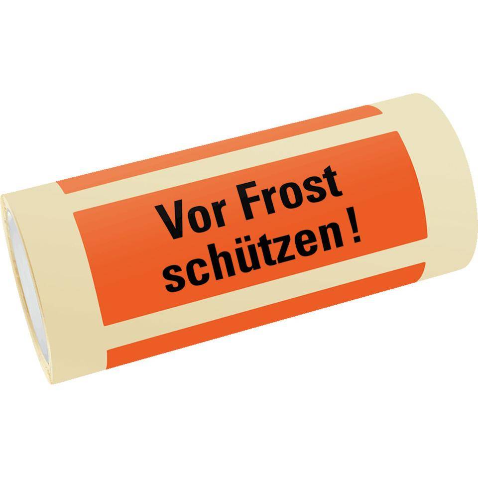 Hinweisetikett Vor Frost schützen!, leuchtrot, permanent haftendes Haftpapier, 147x50mm, 250/RO