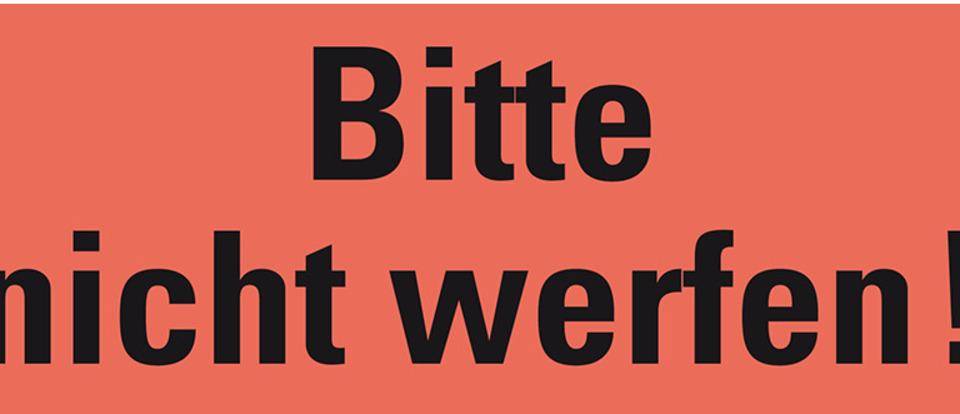 Hinweisetikett Bitte nicht werfen, leuchtrot, permanent haftendes Haftpapier, 147x50mm, 250/RO