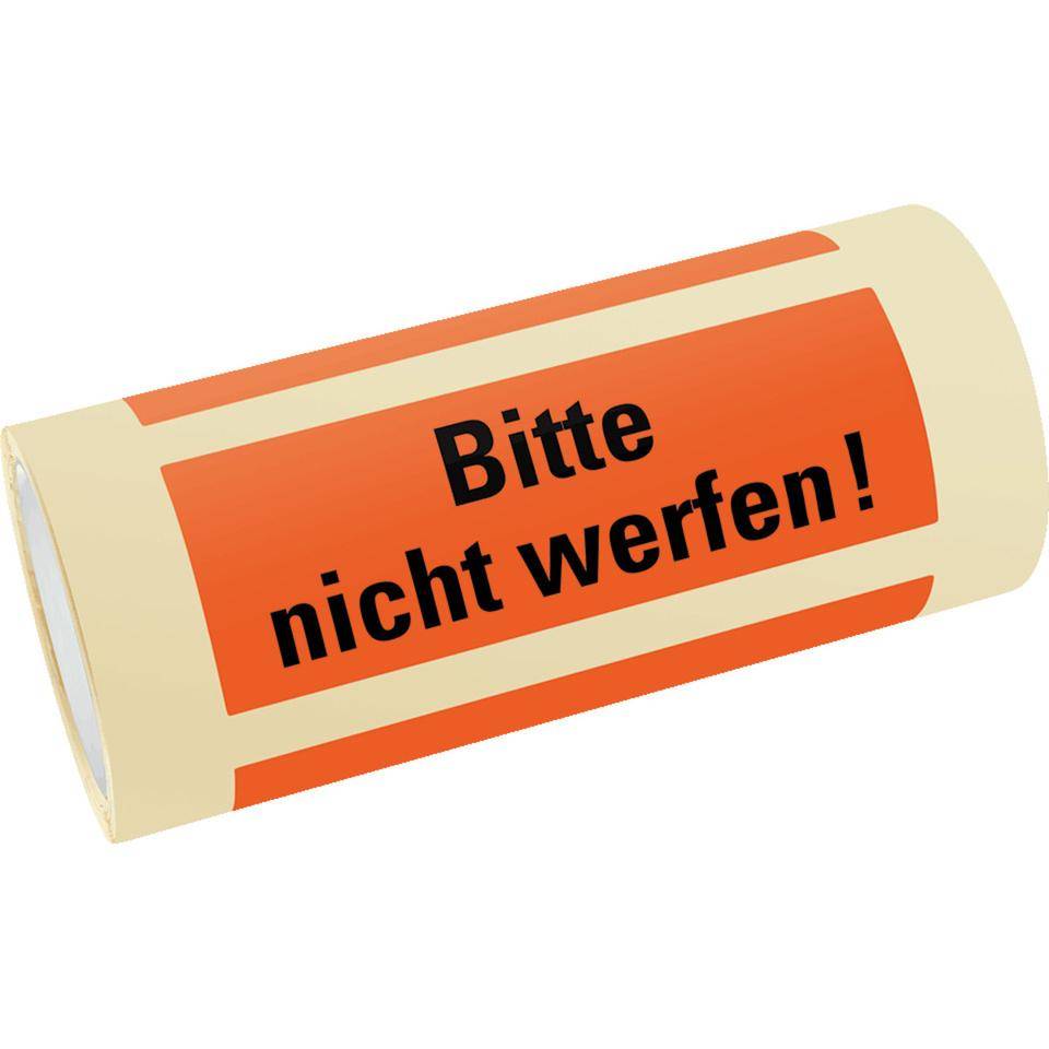 Hinweisetikett Bitte nicht werfen, leuchtrot, permanent haftendes Haftpapier, 147x50mm, 250/RO