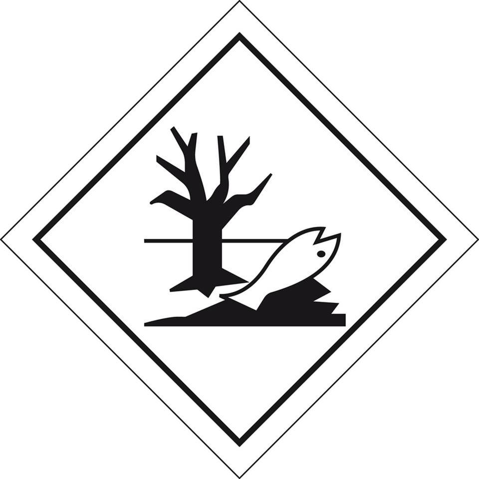 Verpackungskennzeichen Umweltgefährdende Stoffe, Folie, seewasserbeständig, 115x115mm, IMDG-Code, GGVSEB, ADR, IATA