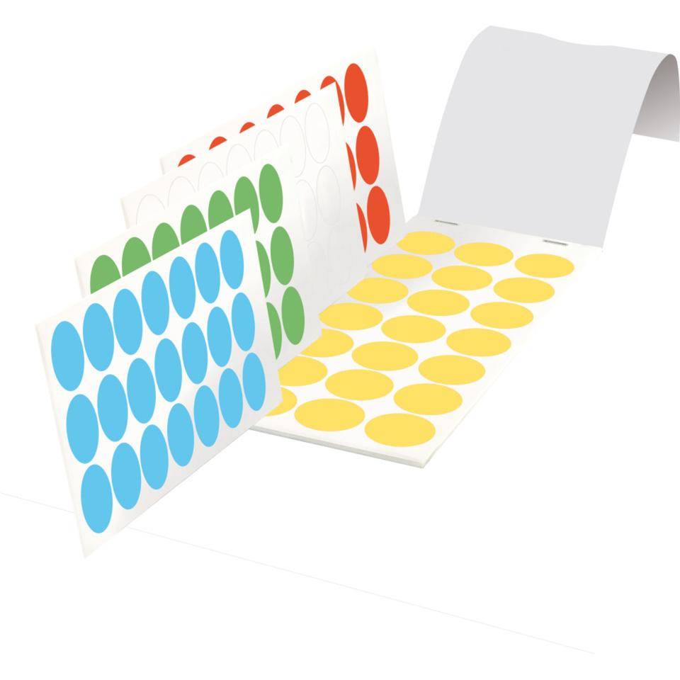 Markierungspunkte, rot, grün, blau, gelb, weiß, Haftpapier, Ø 25mm, 105/Heft