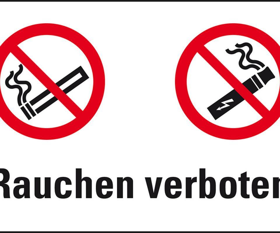 Verbots-Kombischild E-Zigarette und Rauchen verboten, praxisbewährt, Folie, 200x300mm