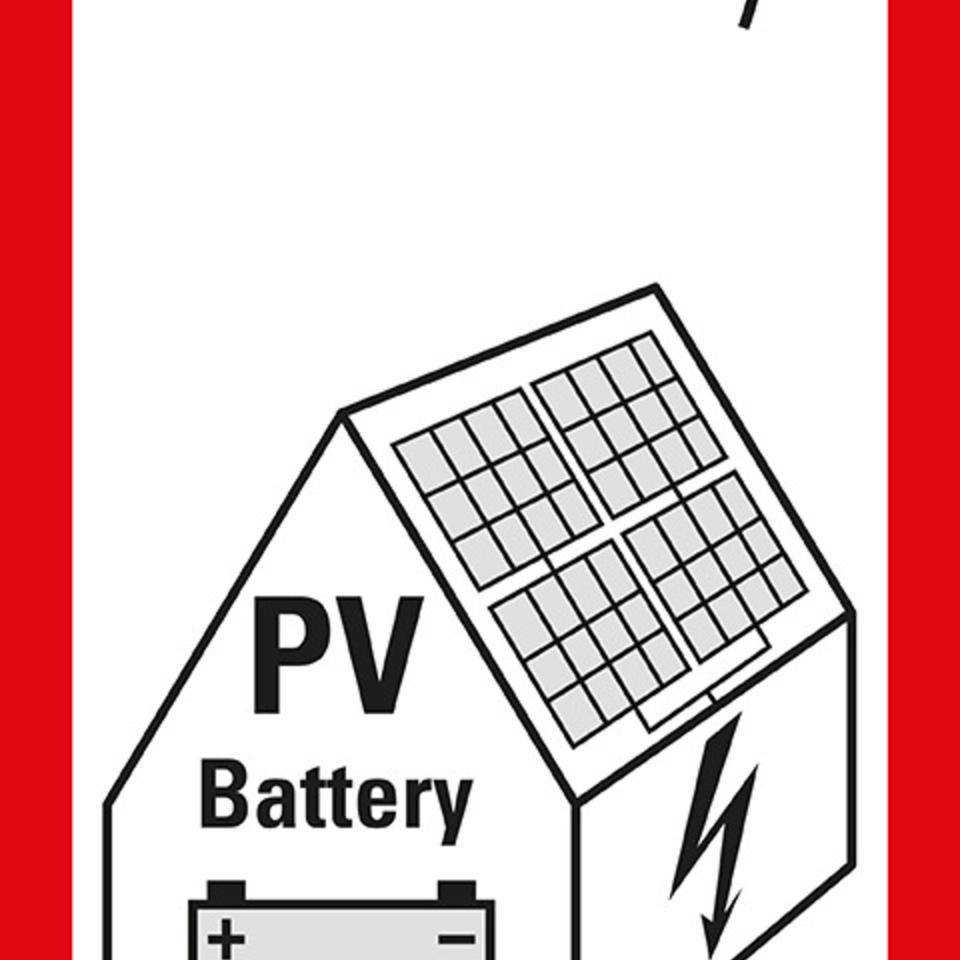 Hinweisschild Photovoltaikanlage mit Batteriespeicher..., VDE-AR, Folie, 100x50mm, VDE