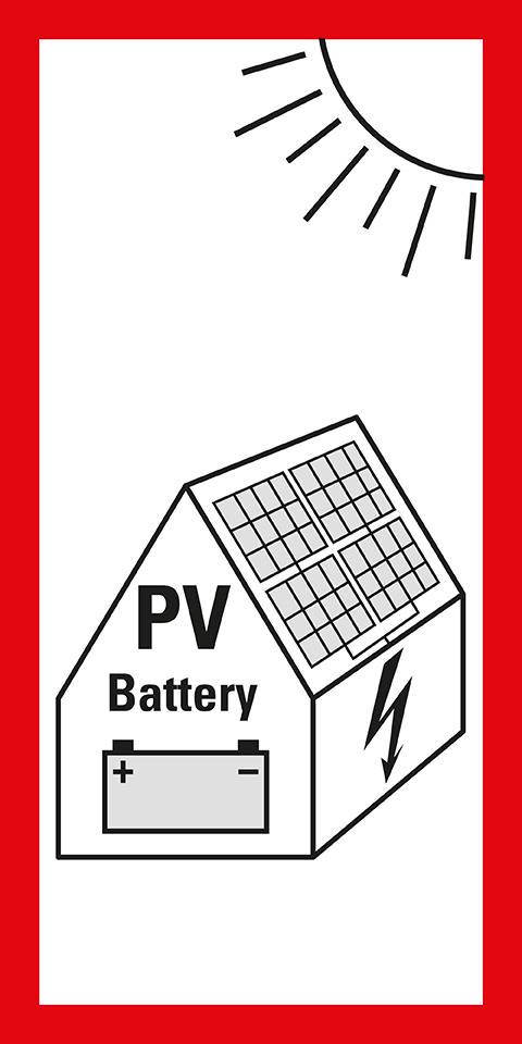 Hinweisschild Photovoltaikanlage mit Batteriespeicher..., VDE-AR, Folie, 200x100mm, VDE