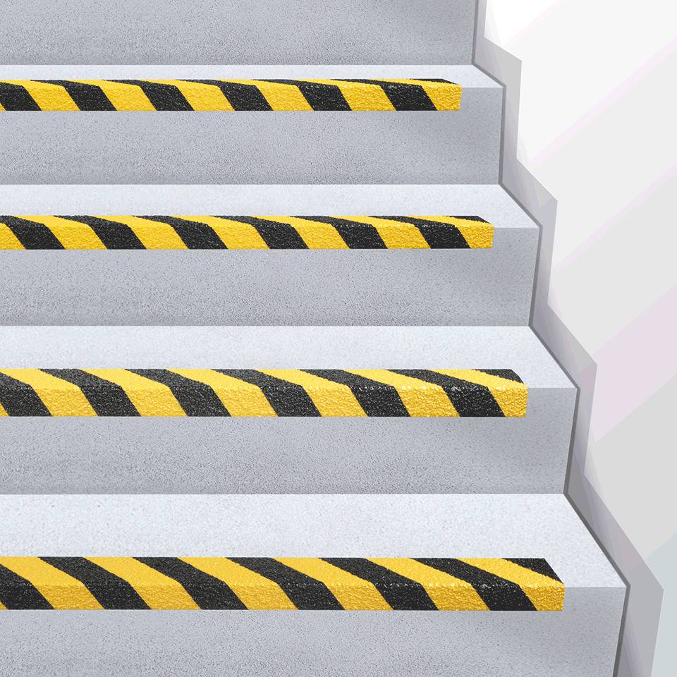 K.57 Antirutsch-Treppenkantenprofil, R13 gelb/schwarz, zum schrauben, 70x800x30mm