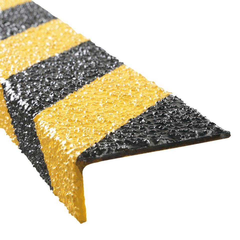 K.57 Antirutsch-Treppenprofil, R13, gelb/schwarz, Spezialkunststoff, 70x1000x30mm