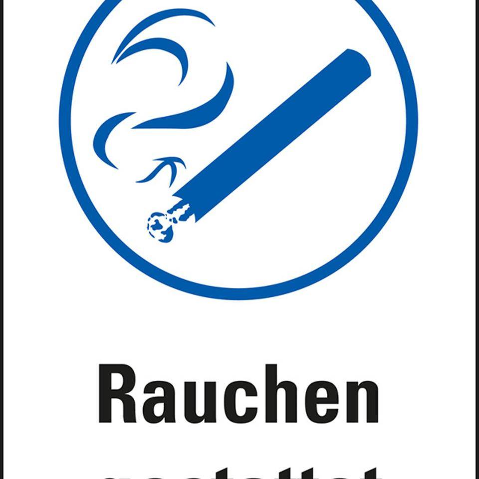 Gebots-Kombischild Rauchen gestattet, praxisbewährt, Folie, selbstklebend, 100x150mm