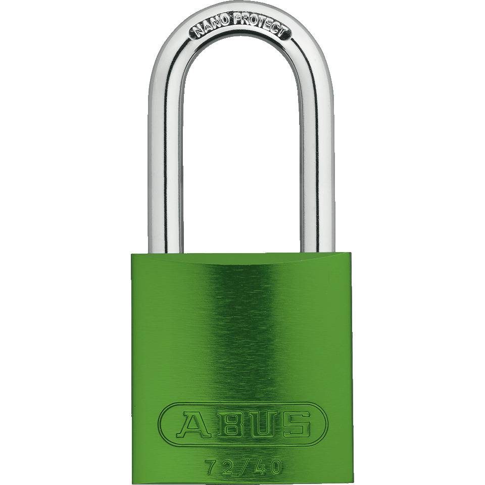 ABUS Vorhangschloss Aluminium 72/40HB40, grün, Bügelhöhe 39mm, 39x86x19mm, 2 Schl.