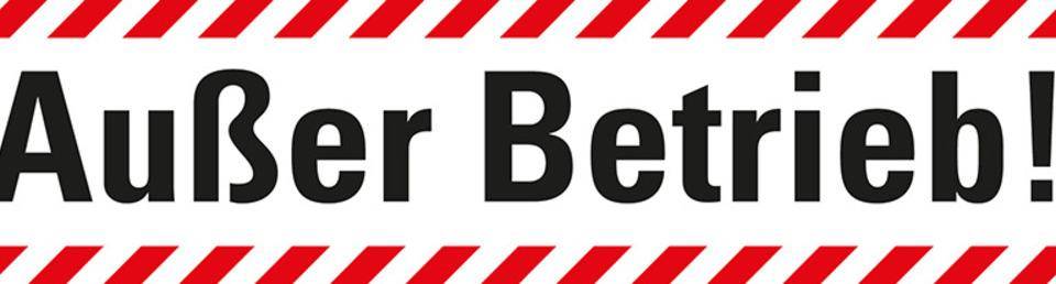 Wartungsaufkleber Außer Betrieb!, Folie, selbstklebend, 70x15mm,10/Bogen