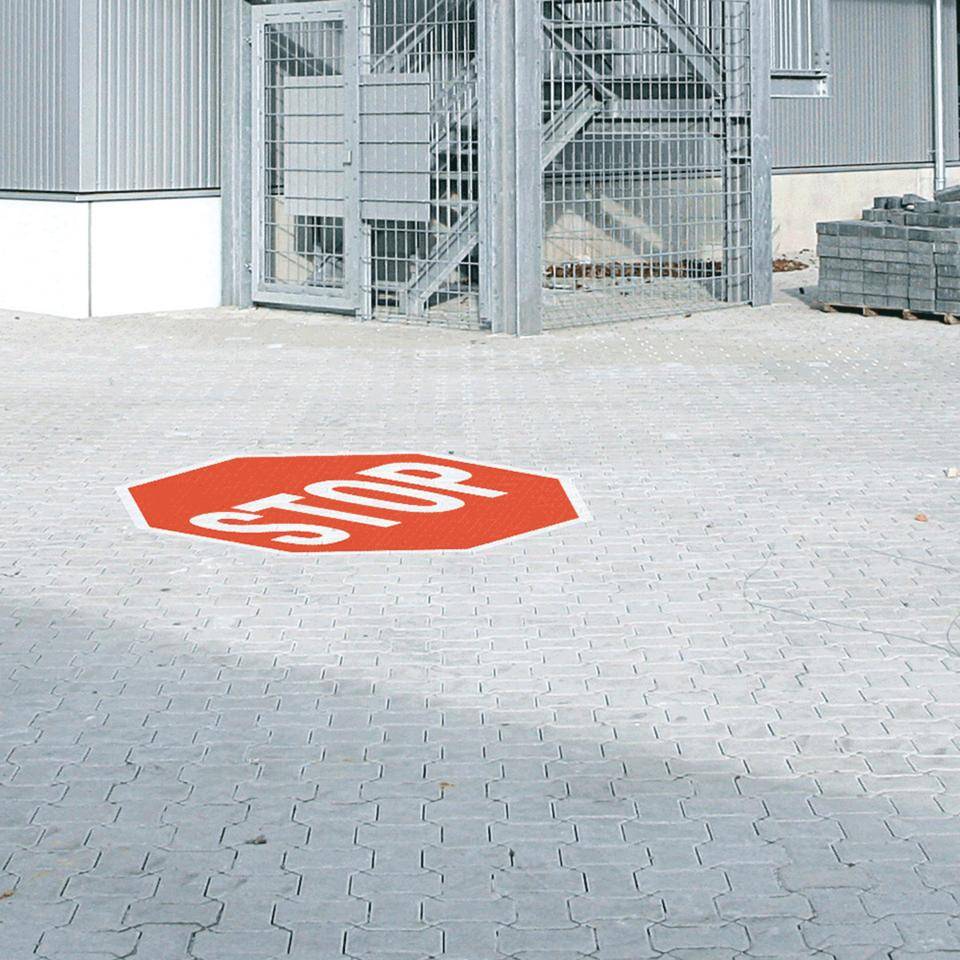 PREMARK® Bodenzeichen STOP-Zeichen, Rutschhemmung R12, zur Kennzeichnung von Verkehrswegen, Ø 1000mm
