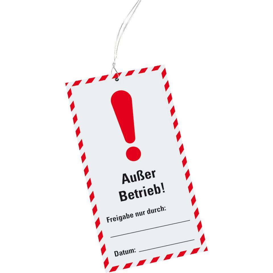 Wartungsanhänger Außer Betrieb!, Kunststoff, 76x147mm, inkl.Kabelbinder, 10/VE