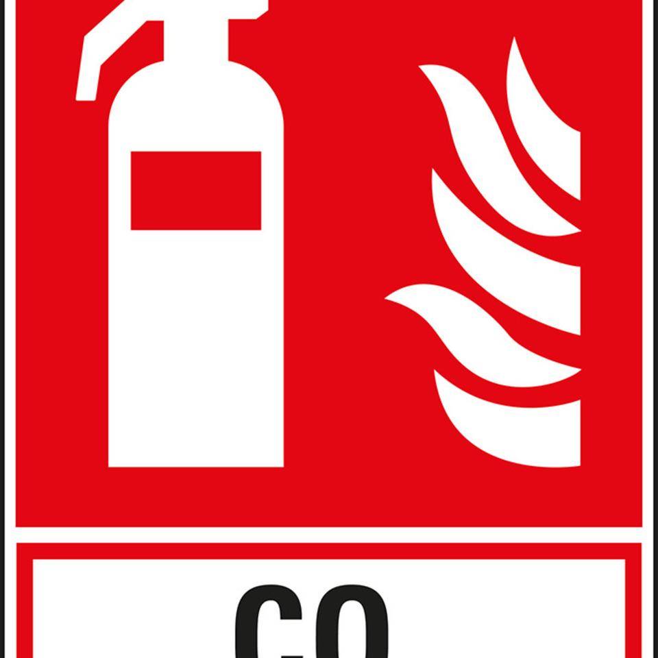 Brandschutz-Kombi Feuerlöscher CO2,ASR/ISO,Recycling-Verbundplatte,200x270mm