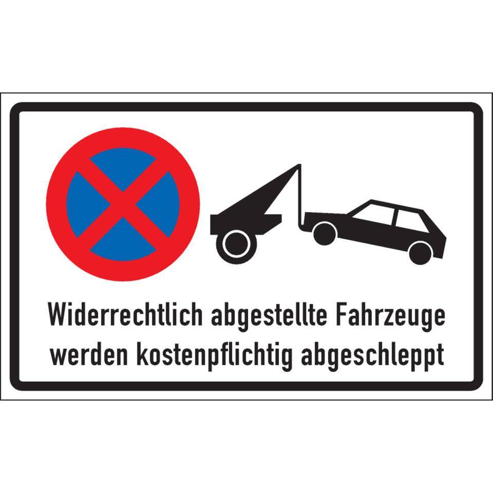 Haltverbotschild Widerrechtlich abgestellte Fahrzeuge..., Aluminium, 400x250mm