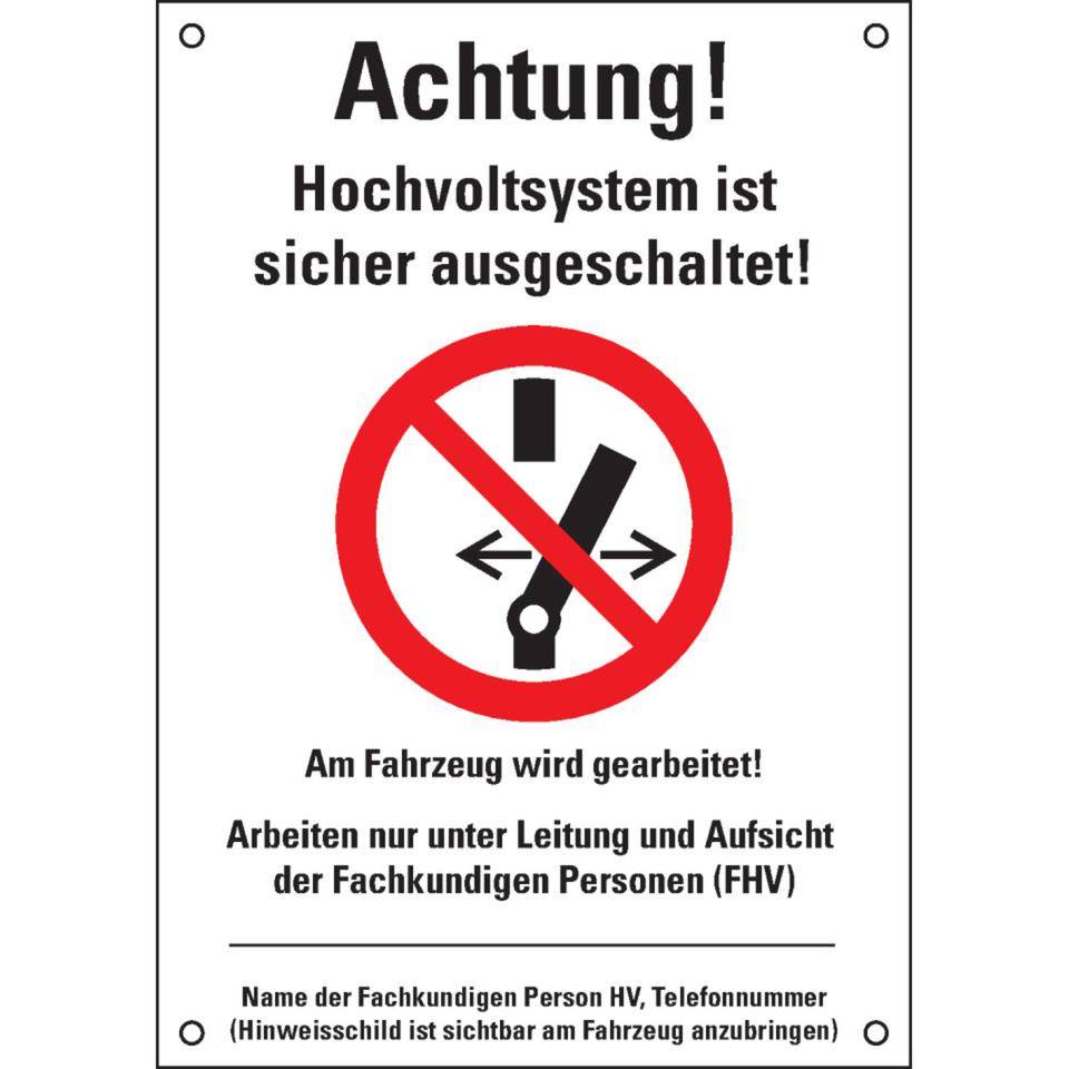 Warnzeichen Achtung am Fahrzeug wird gearb., DGUV 209-093, weiß,Kunststoff, 297x210mm