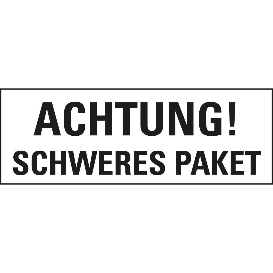 Hinweisetikett Achtung! Schweres Paket, weiß, Haftpapier, permanent, 147x50mm, 250/Rolle