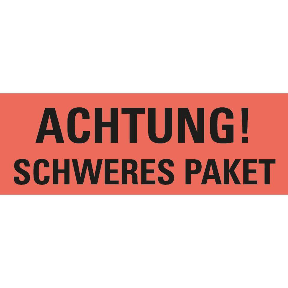 Hinweisetikett Achtung Schweres Paket, leuchtrot, Haftpapier, permanent, 147x50mm, 250/RO