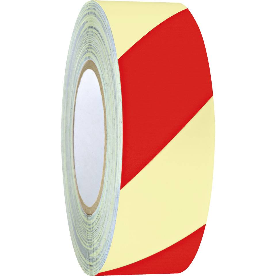 PERMALIGHT® power langnachleuchtend Warnmarkierungsband, links, weiß nachleuchtend /rot, 50mm, 16m/Rolle, ASR A1.3