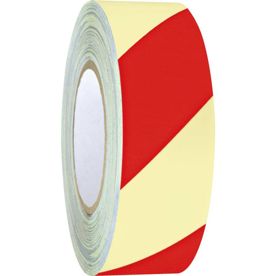 PERMALIGHT® power langnachleuchtend Warnmarkierungsband, links, weiß nachleuchtend /rot, 50mm, 16m/Rolle, ASR A1.3