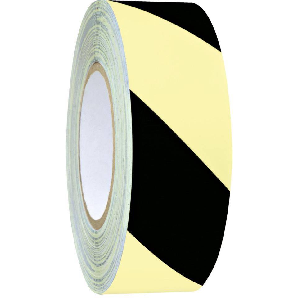 PERMALIGHT® power Warnmarkierungsband, rechts, fluoreszierend gelb/schwarz, 50mm, 25m/Rolle
