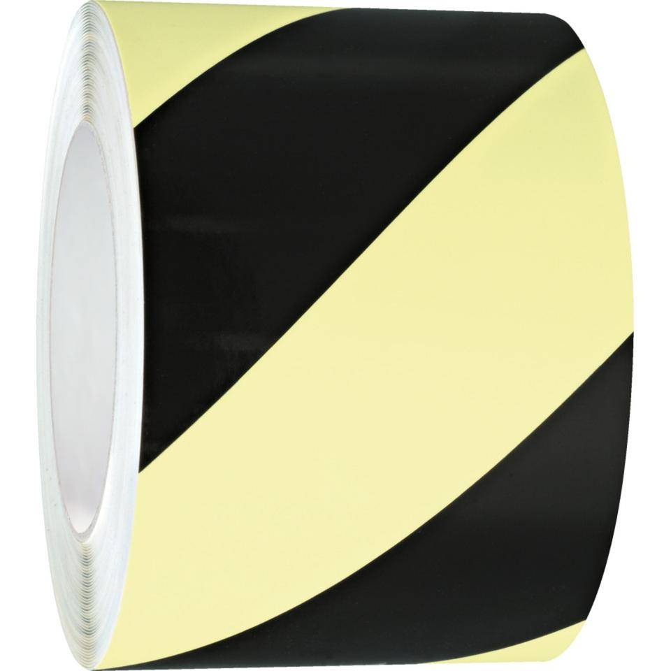 PERMALIGHT® power Warnmarkierungsband, links, fluoreszierend gelb/schwarz, 100mm, 25m/Rolle