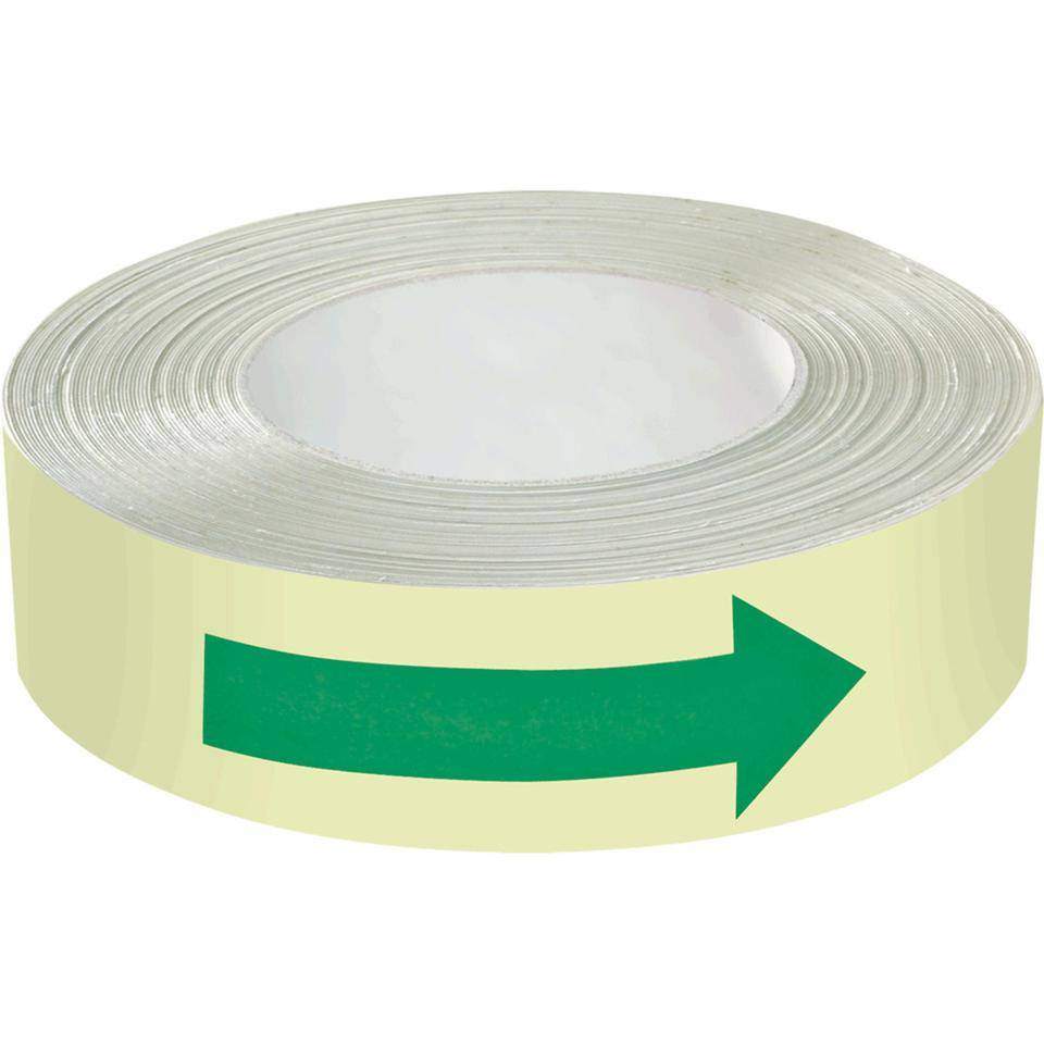 PERMALIGHT® power langnachleuchtend Klebeband, mit Richtungspfeilen, Folie, selbstklebend, 50mm, 25m/Rolle, DIN 67510