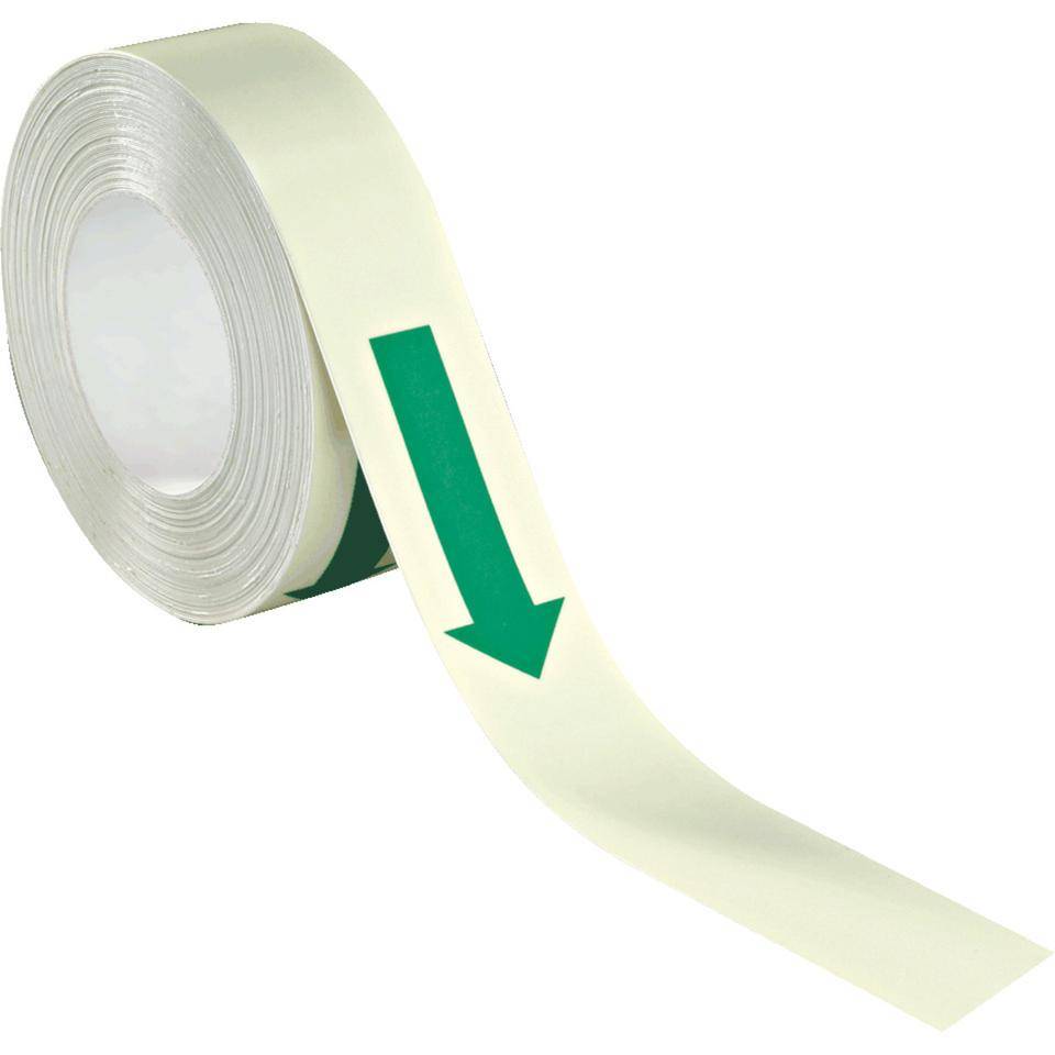 PERMALIGHT® power langnachleuchtend Klebeband, mit Richtungspfeilen, Folie, selbstklebend, 50mm, 25m/Rolle, DIN 67510