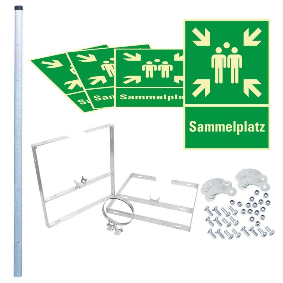 PERMALIGHT® power langnachleuchtend Würfelset Sammelplatz, 400x600mm, inkl. Pfosten/Befestigung