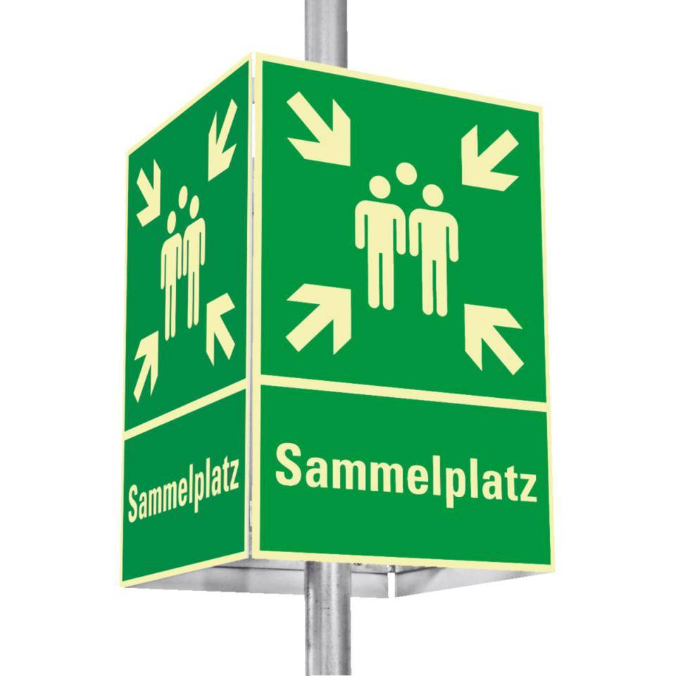 PERMALIGHT® power langnachleuchtend Würfelset Sammelplatz, 400x600mm, inkl. Pfosten/Befestigung