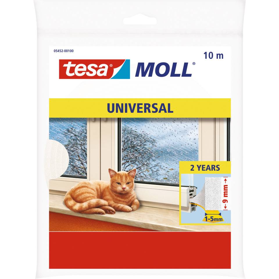 tesamoll® UNIVERSAL Schaumstoffdichtung, für Fenster und Türen, weiß, 9mmx6m