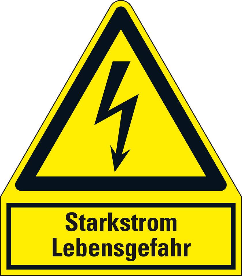 Warn-Kombischild Starkstrom Lebensgefahr, RoHS konform, Folie, selbstklebend, 100x120mm, ASR A1.3, DIN EN ISO 7010 W012