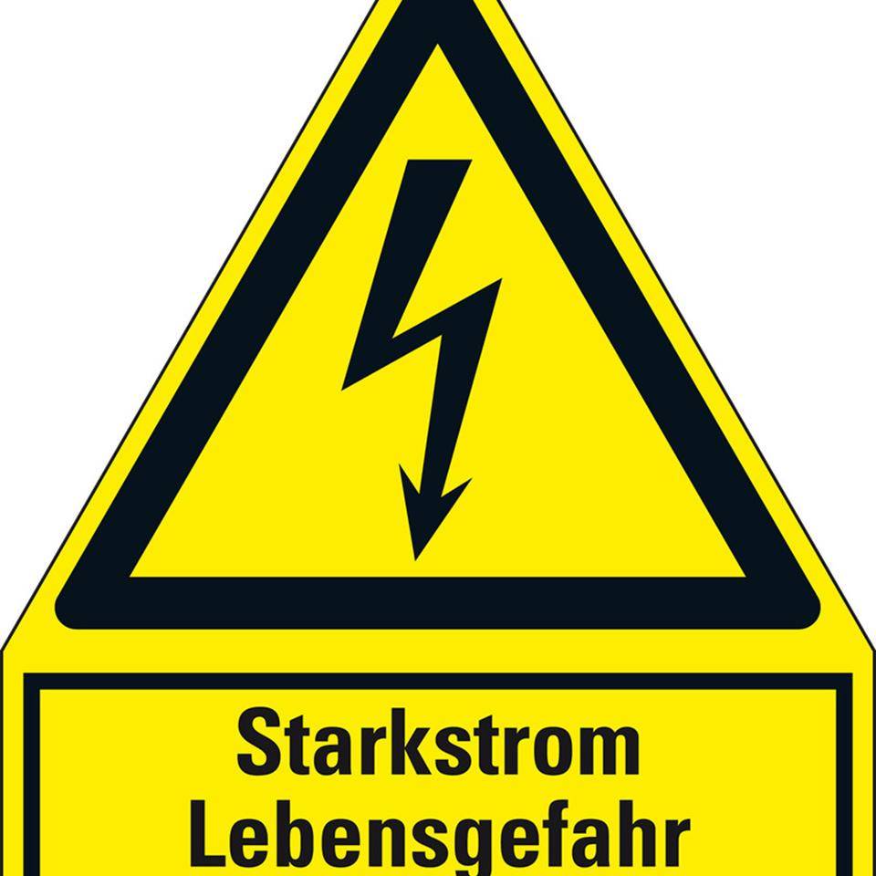 Warn-Kombischild Starkstrom Lebensgefahr, Kunststoff, 210x240mm,ASR A1.3, DIN EN ISO 7010 W012