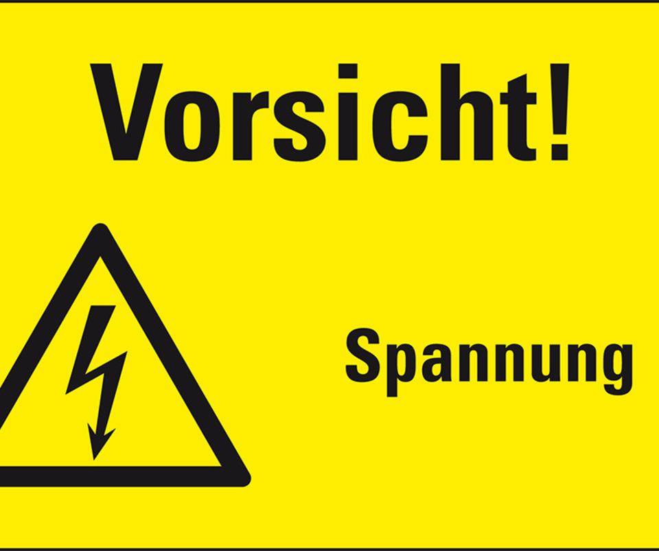Warn-Kombischild Vorsicht! Spannung, Kunststoff, 300x200mm, ASR A1.3, DIN EN ISO 7010 W012
