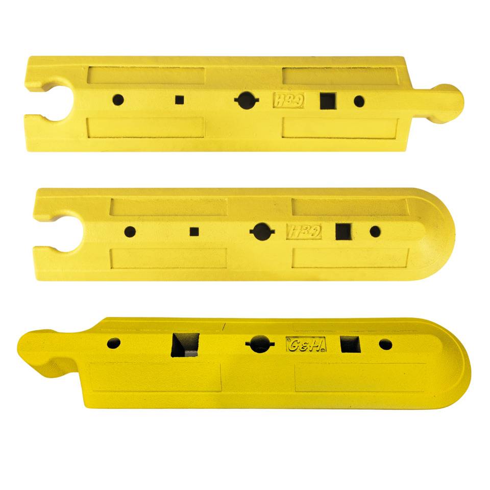 Road separator-Set, Anfangstück, Mittelteil, Endstück, gelb, Gummi, 3000x250x80mm