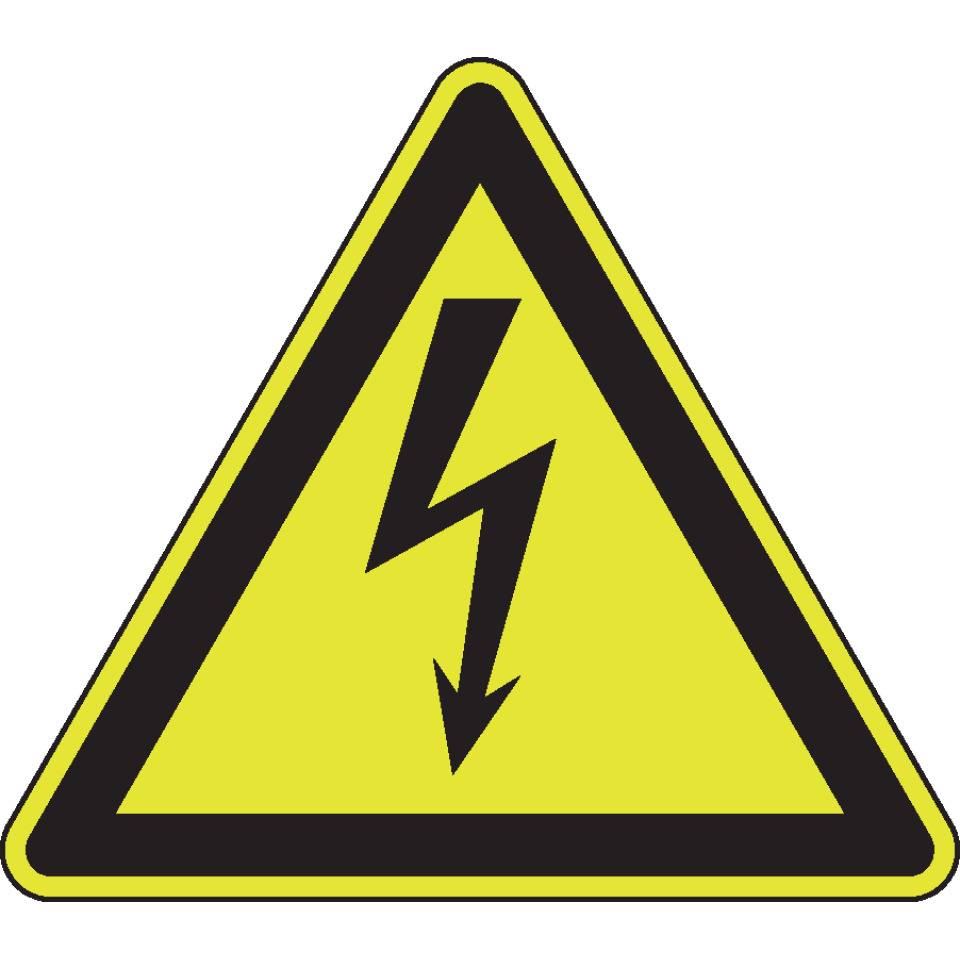 PERMALIGHT® power langnachleuchtend Warnschild Warnung vor elektrischer Spannung, ISO, Folie, fluoreszierend, SL 100 mm