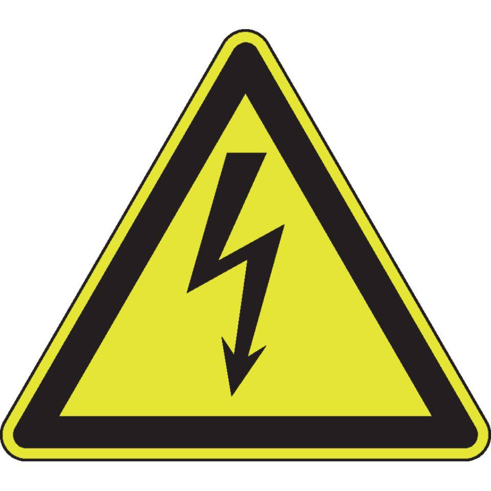 PERMALIGHT® power langnachleuchtend Warnschild Warnung vor elektrischer Spannung, ISO, Kunststoff, fluoresz., SL200mm