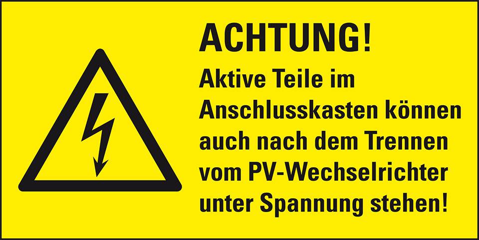 Warn-Kombischild Achtung! Aktive Teile..., RoHS konform, Folie, 52x26mm, 10/Bogen, ASR A1.3, DIN EN ISO 7010 W012