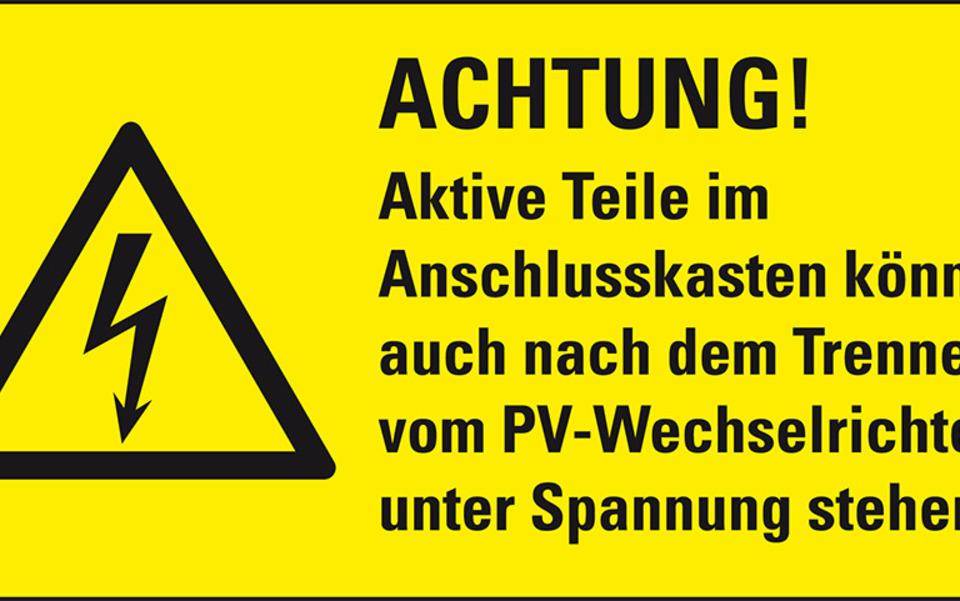 Warn-Kombischild Achtung! Aktive Teile können..., RoHS konform, Folie, 74x37mm, ASR A1.3, DIN EN ISO 7010 W012