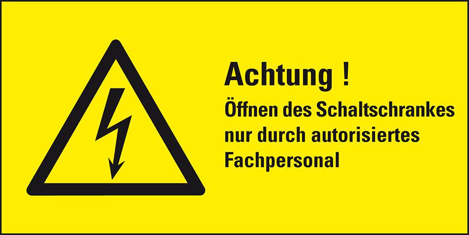 Warn-Kombischild Achtung! Öffnen des..., RoHS konform, Folie, selbstklebend, 148x74mm, ASR A1.3, DIN EN ISO 7010 W012