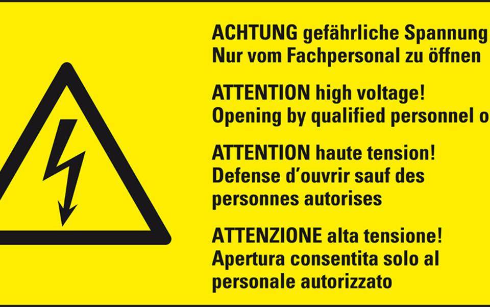 Warn-Kombischild ACHTUNG...Nur vom Fachpersonal, RoHS konform, 4-spr., Folie, 74x37mm