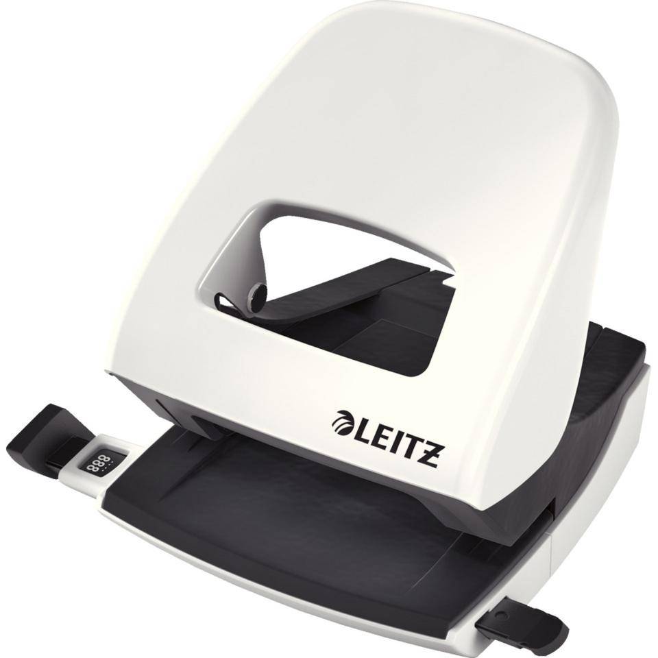 LEITZ Bürolocher New NeXXt, mit ergonomischer Griffmulde, weiß, 107x100mm